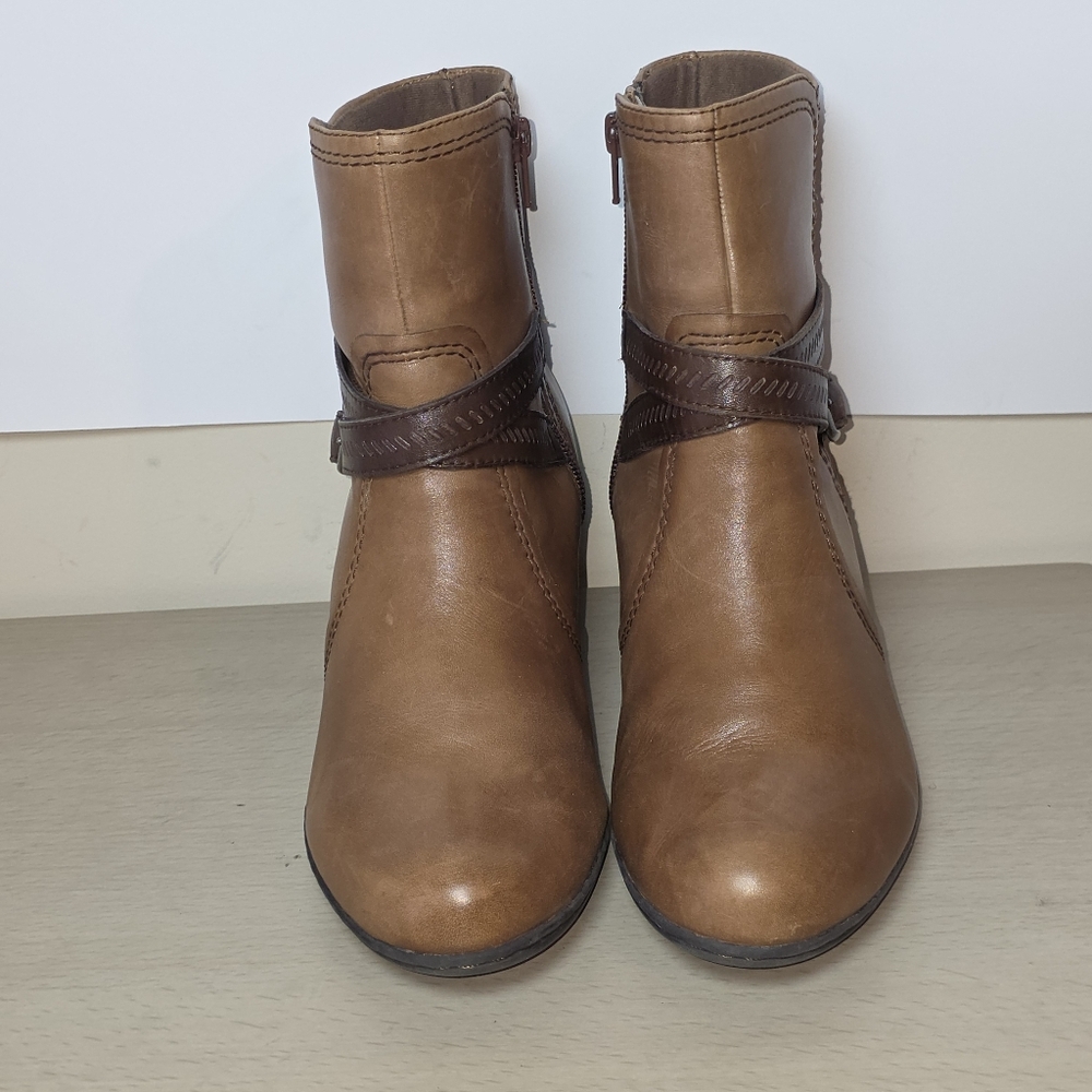 Rockport Brown Leather Ankle Western Coastal Cowgirl Boho Womens Boot Size 9W